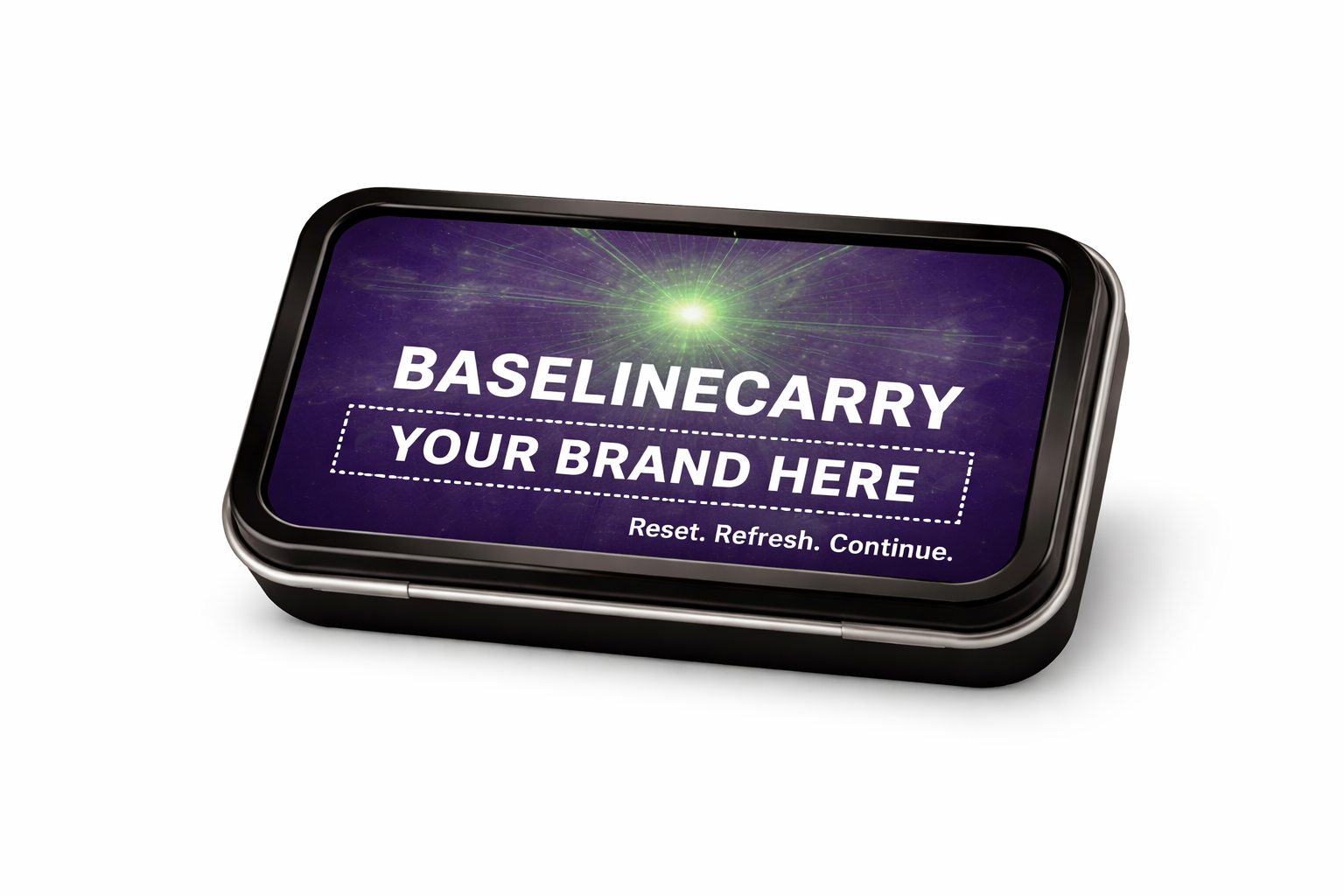 BaselineCarry co-brand mockup showing example partner branding placement.